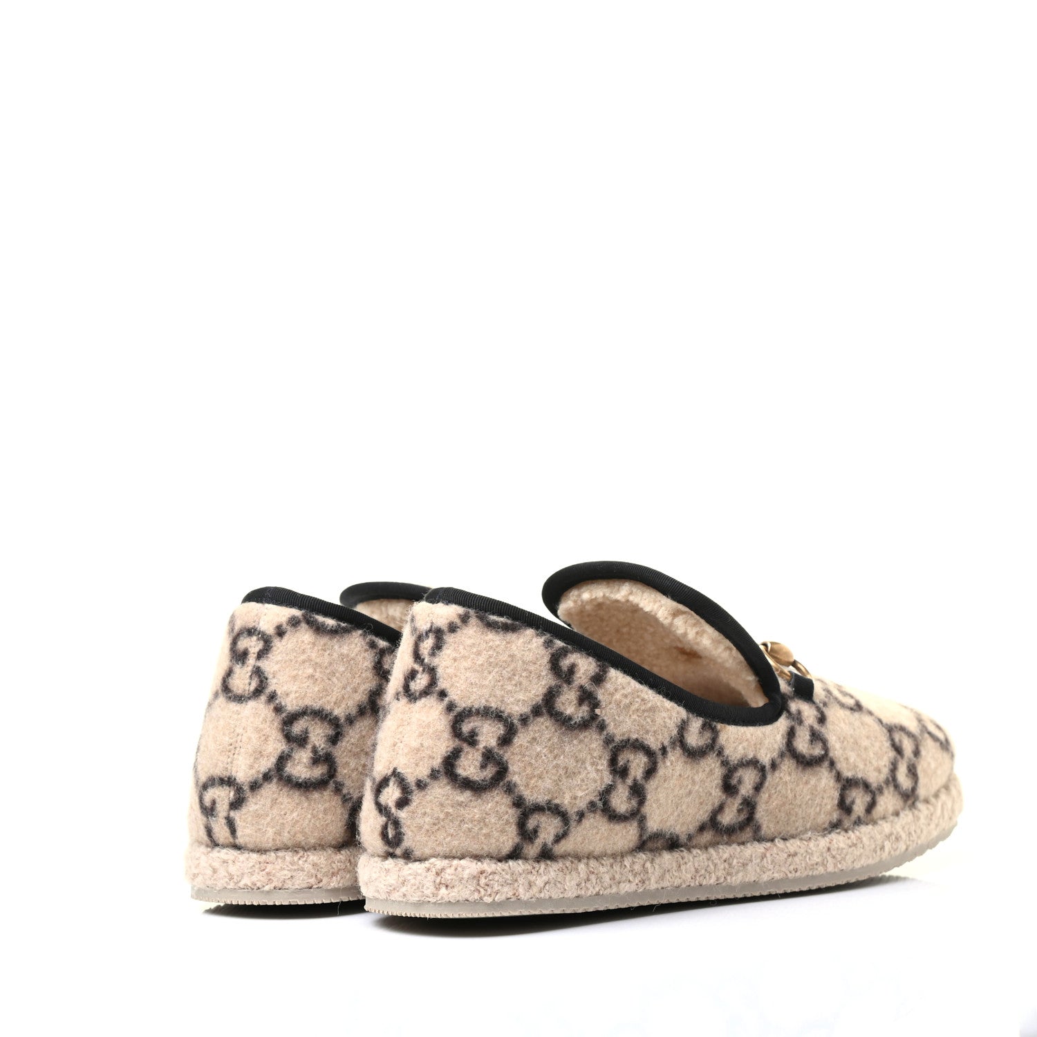 Gucci Covered Wool GG Monogram Womens Fria Horsebit Loafers 37.5 Beige Ebony Black Butterscotch 4 of 8