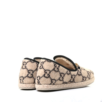 Gucci Covered Wool GG Monogram Womens Fria Horsebit Loafers 37.5 Beige Ebony Black Butterscotch 4 of 8