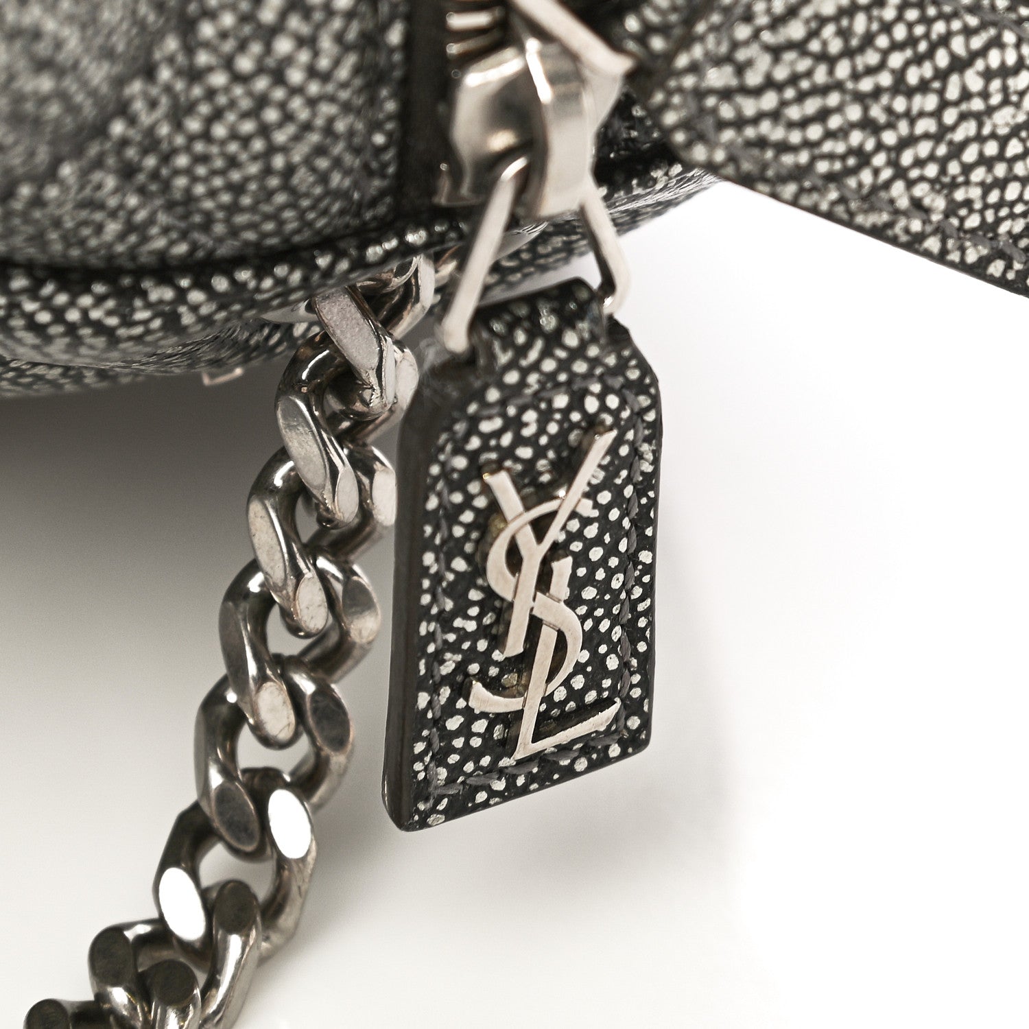 Saint Laurent Metallic Grain De Poudre Y Quilted Monogram Small Loulou Bowling Bag Gun Metal 11 of 16