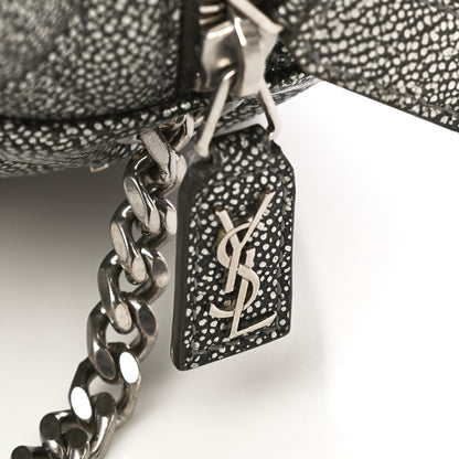 Saint Laurent Metallic Grain De Poudre Y Quilted Monogram Small Loulou Bowling Bag Gun Metal 11 of 16