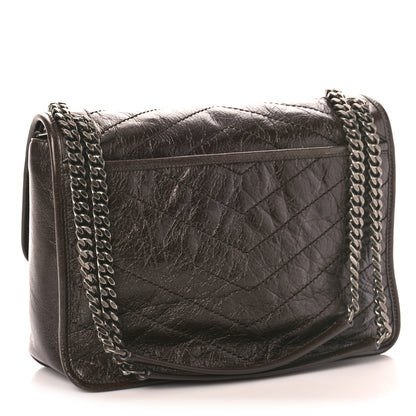 Saint Laurent Crinkled Calfskin Matelasse Monogram Medium Niki Chain Satchel Chocolate 3 of 8