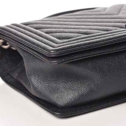 Chanel Caviar Quilted Chevron New Medium Boy Flap Navy 8 of 9