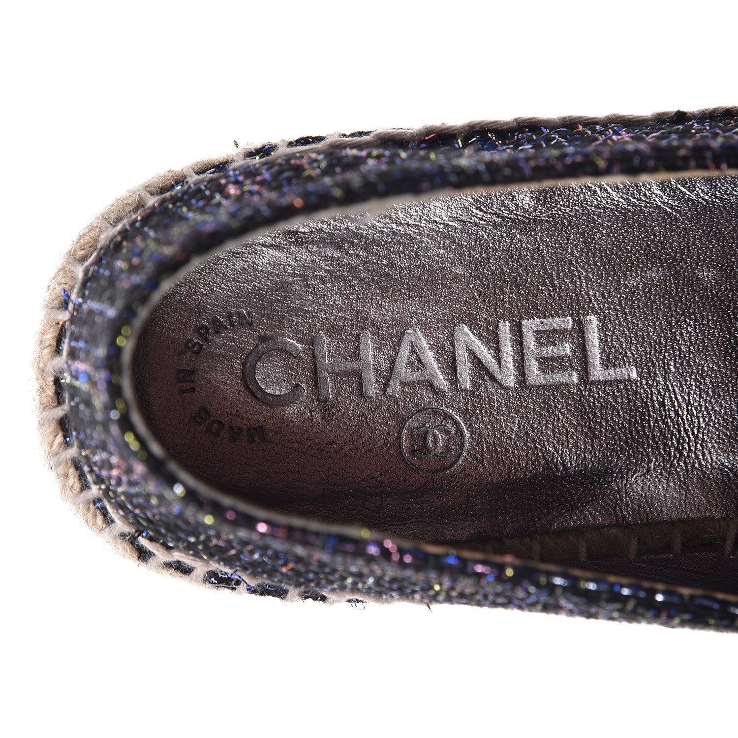 Chanel Tweed Patent Goatskin CC Espadrilles 40 Black 8 of 10