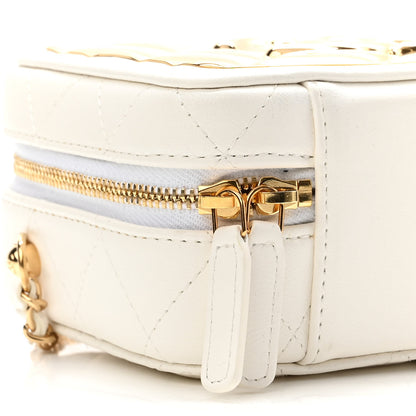 Chanel Lambskin Quilted Golden Plate Clutch With Chain White 9 of 11