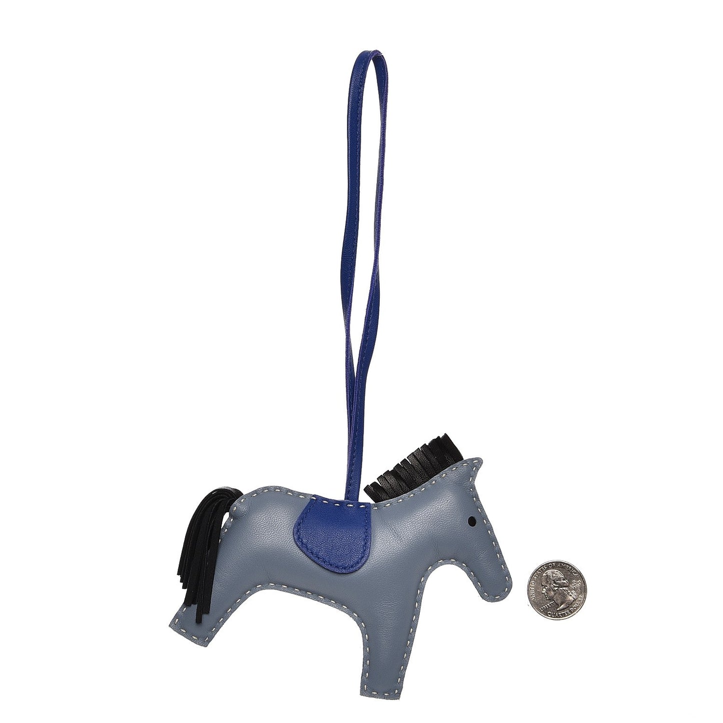 Milo Lambskin Grigri Rodeo Horse Bag Charm MM Bleu Lin Electrique Bleu Noir