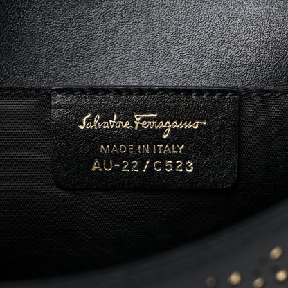 Salvatore Ferragamo Laser Cut Calfskin Vara Bow Shoulder Bag Black 6 of 9