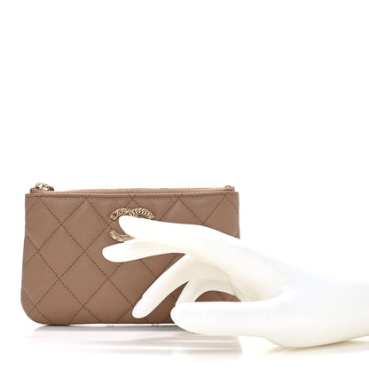 Chanel Caviar Quilted Small Multi Chain Cosmetic Case Beige 2 of 8