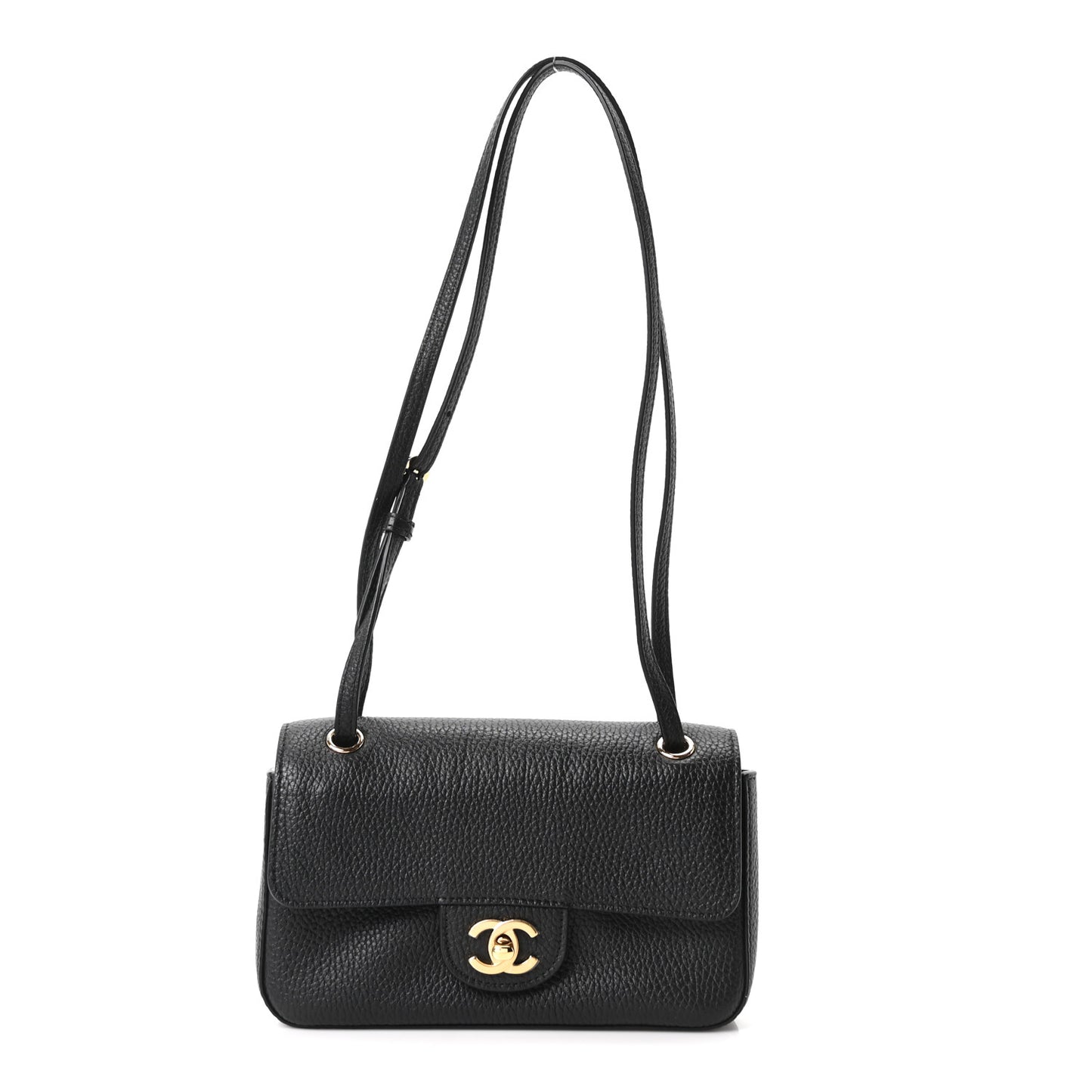 Grained Calfskin Mini Souplissimo Maxi Flap Black