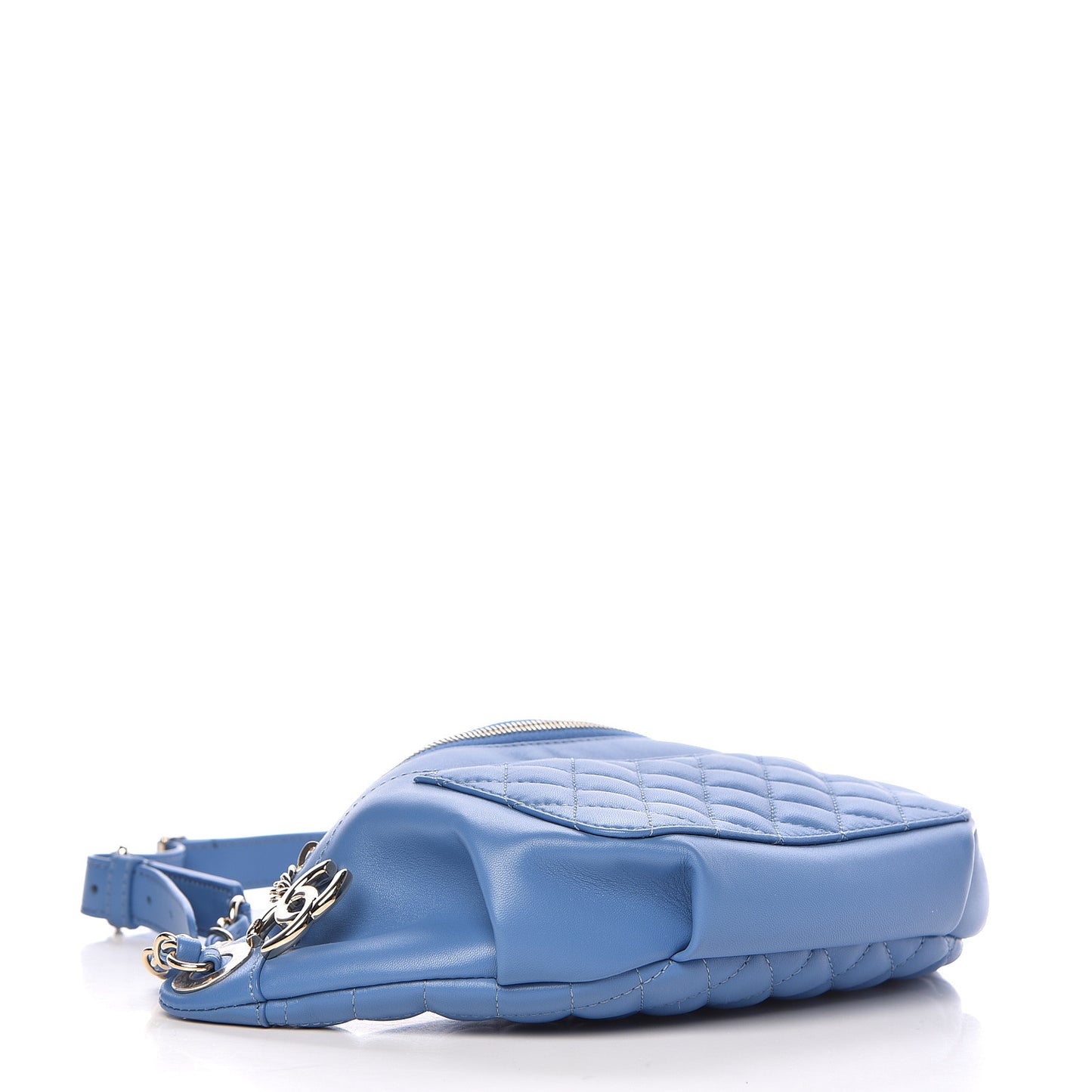 Lambskin Quilted Bi Waist Bag Fanny Pack Blue