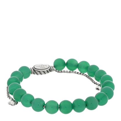 David Yurman Sterling Silver Green Onyx 8mm Spiritual Beads Bracelet 1 of 3