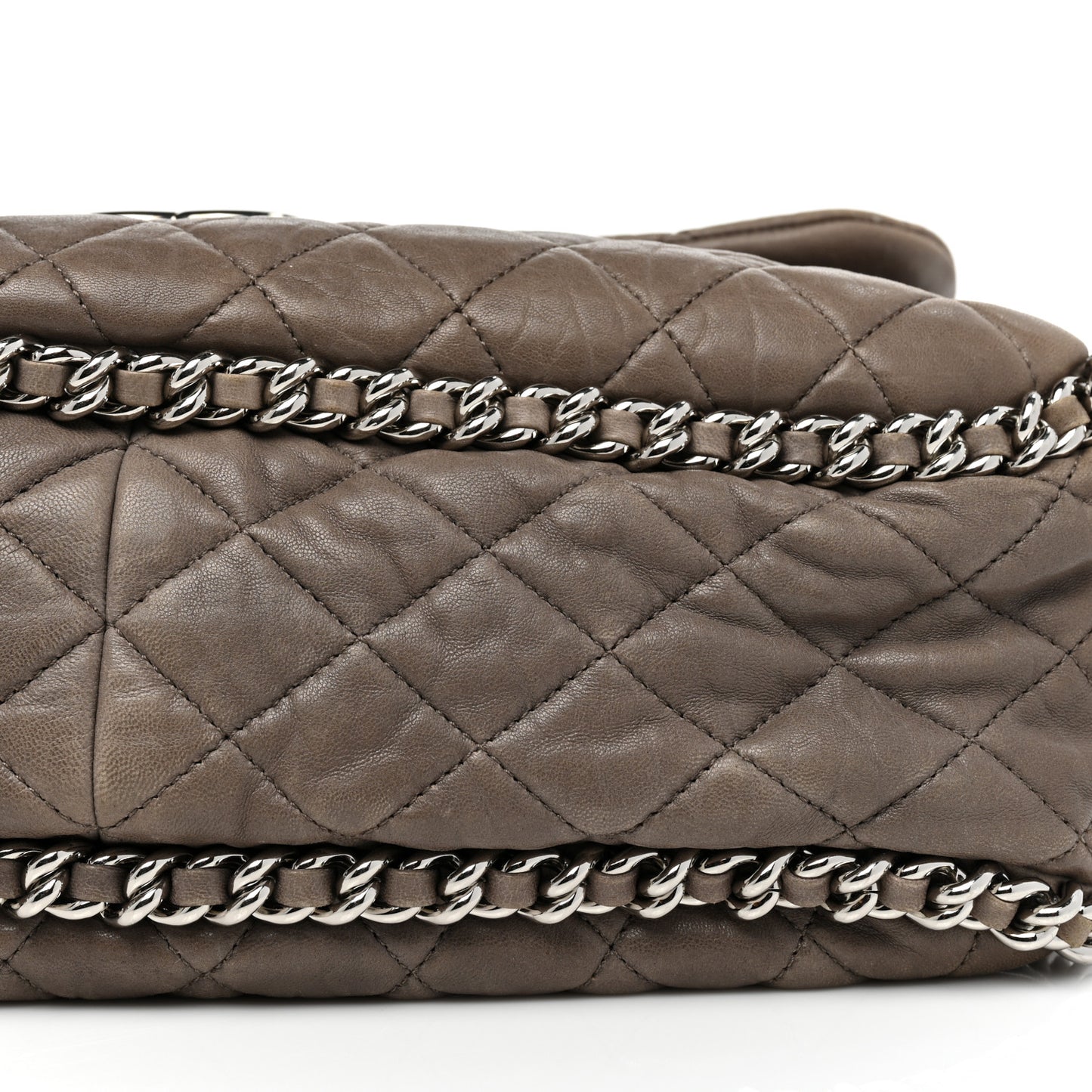 Washed Lambskin Quilted Maxi Chain Around Flap Taupe