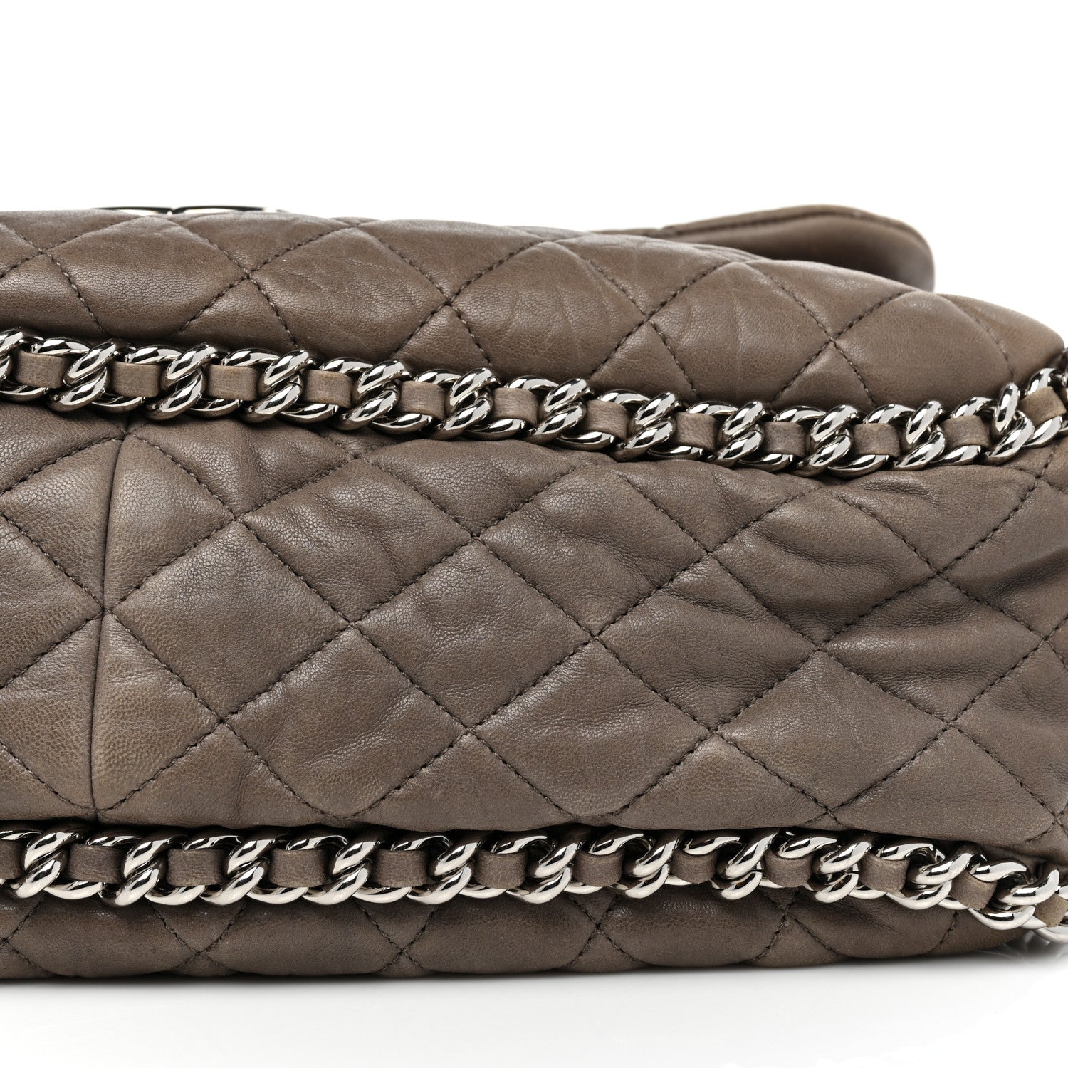 Chanel Washed Lambskin Quilted Maxi Chain Around Flap Taupe 12 of 15