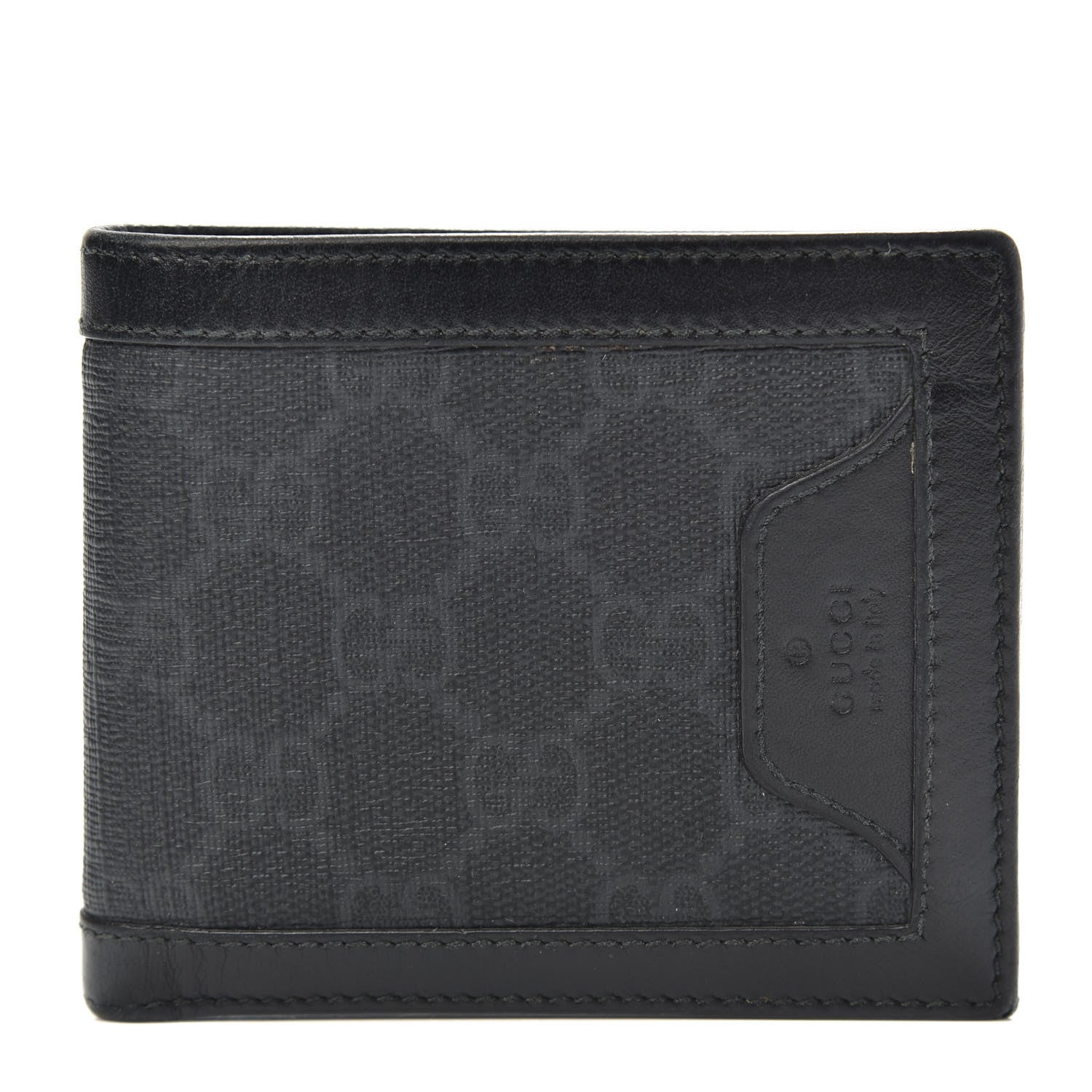 Gucci GG Supreme Monogram Bi-Fold Wallet Black Grey 1 of 10
