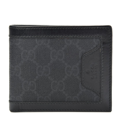 Gucci GG Supreme Monogram Bi-Fold Wallet Black Grey 1 of 10