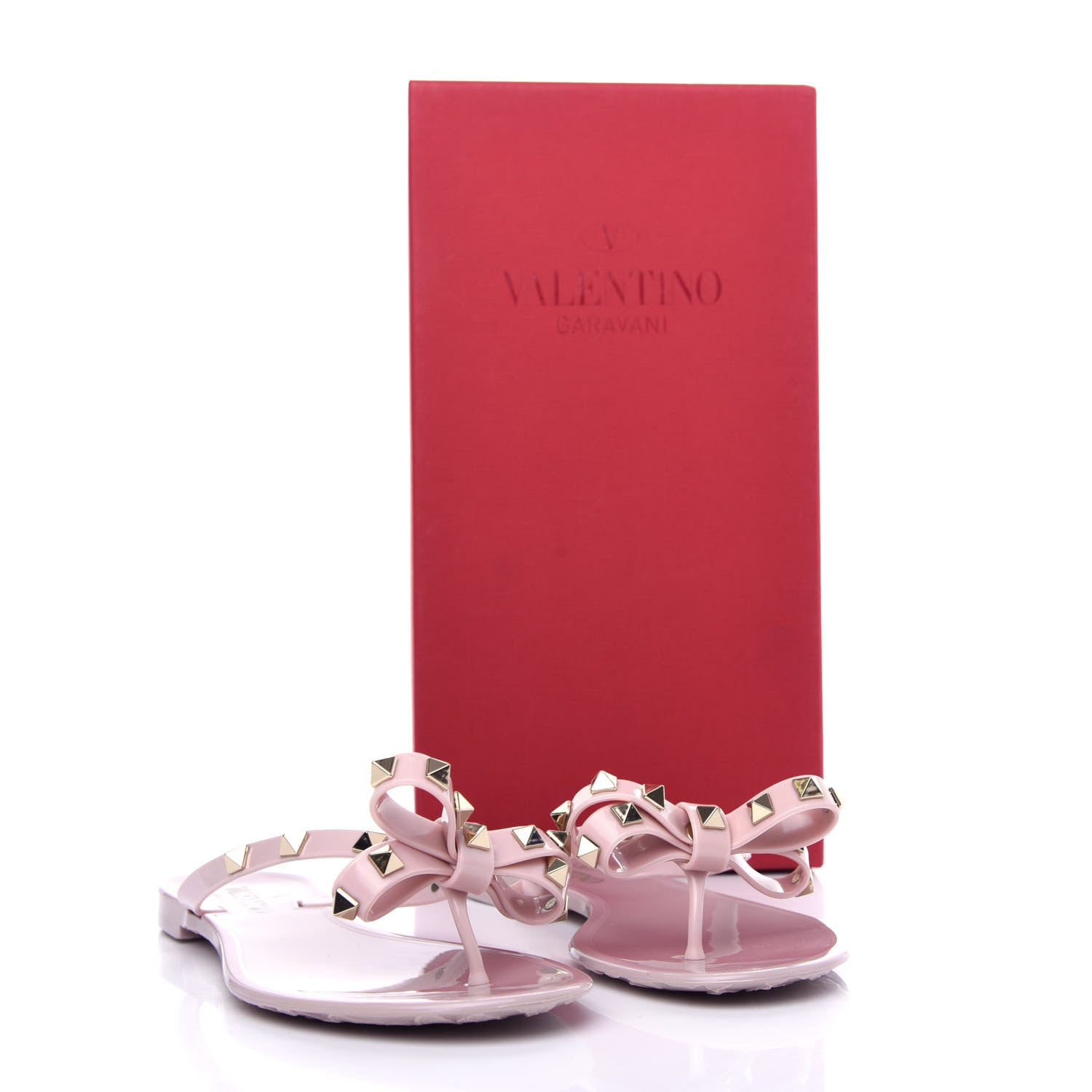 Valentino Garavani PVC Jelly Rockstud Bow Thong Sandals 36 Water Rose 10 of 10