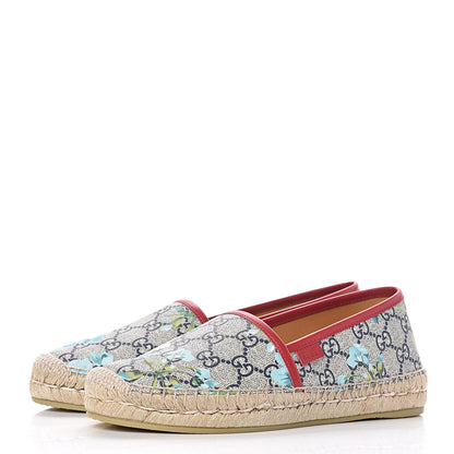 Gucci GG Supreme Monogram Blooms Espadrilles 37 Beige Blue Navy Hibiscus Red 3 of 11