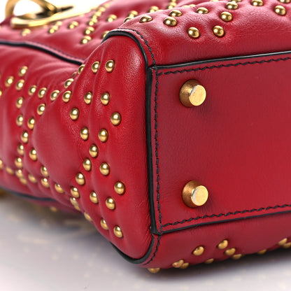 Christian Dior Lambskin Studded Mini Supple Lady Dior Red 6 of 7