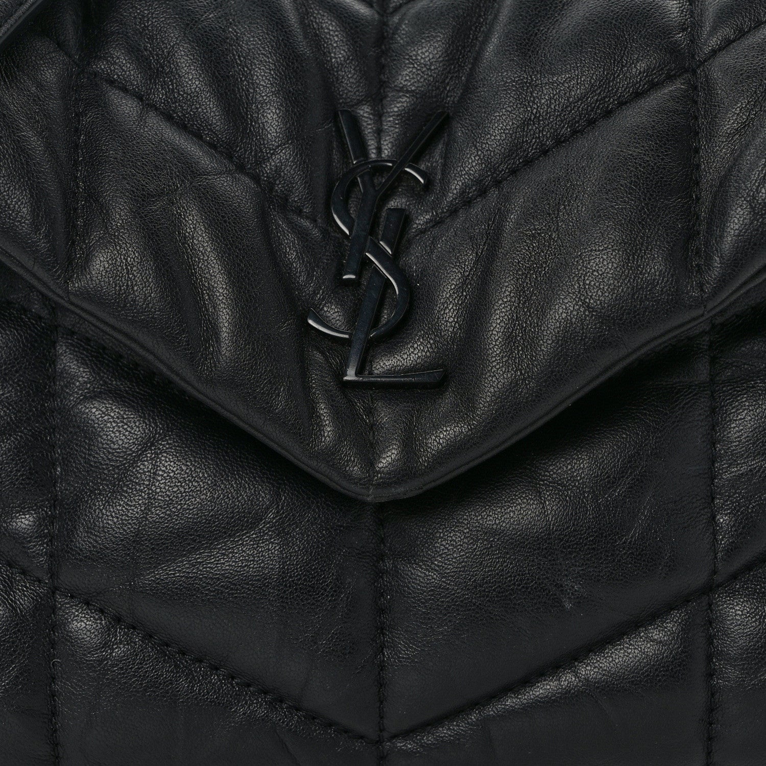 Saint Laurent Calfskin Quilted Toy Loulou Puffer Monogram Monochrome Chain Satchel Black 8 of 13