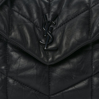 Saint Laurent Calfskin Quilted Toy Loulou Puffer Monogram Monochrome Chain Satchel Black 8 of 13
