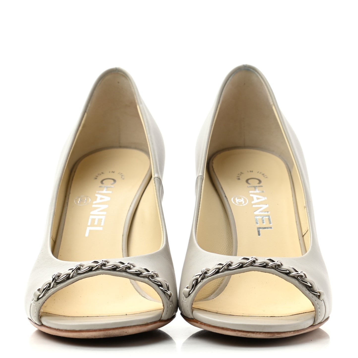 Lambskin Peep Toe CC Pumps 37 Grey