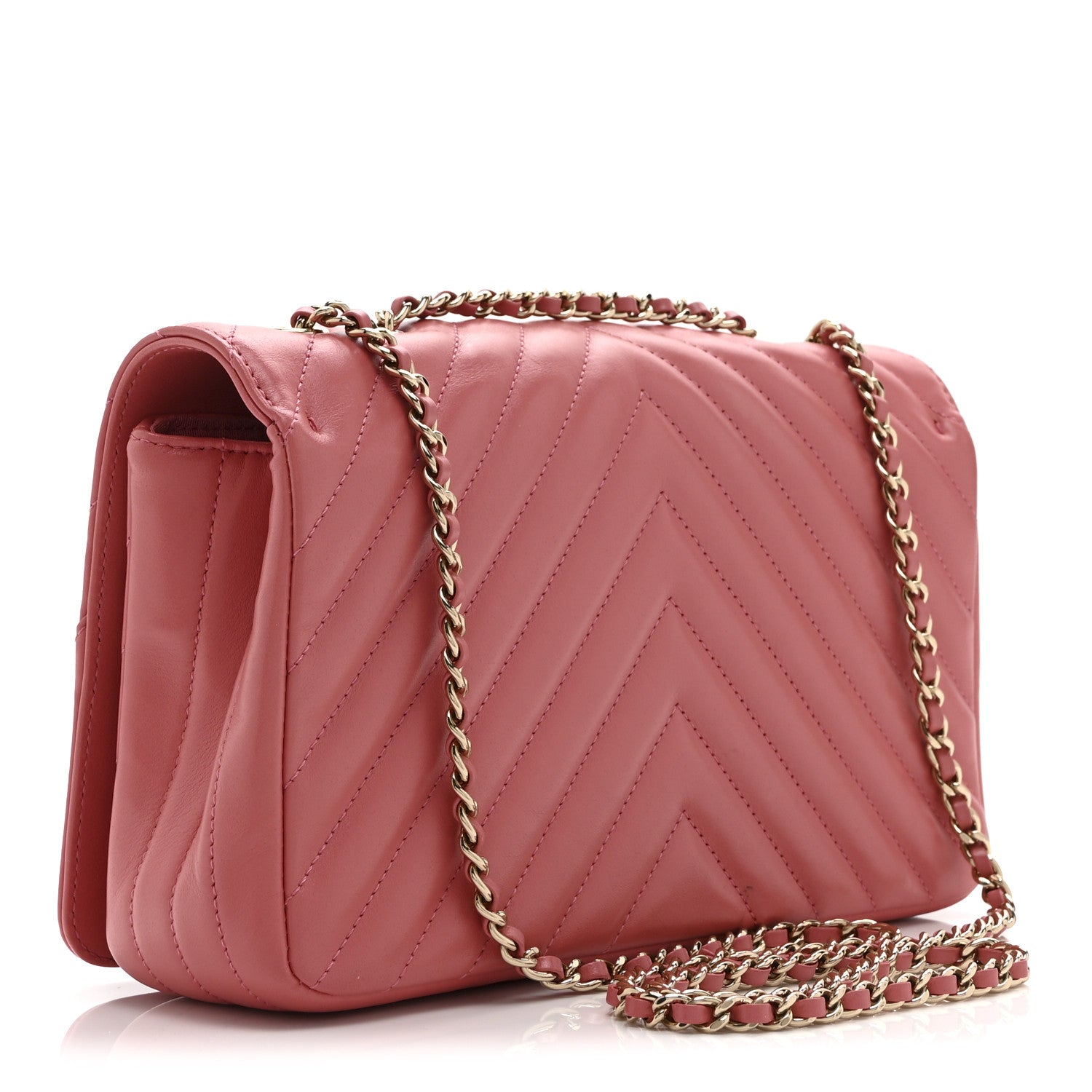 Chanel Calfskin Chevron Quilted Small Statement Flap Pink 3 of 10