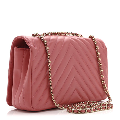 Chanel Calfskin Chevron Quilted Small Statement Flap Pink 3 of 10