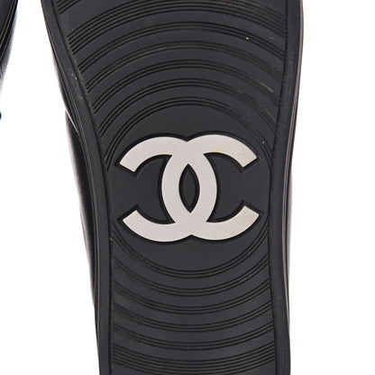 Chanel Lambskin Tweed Zipped Sneakers 38 Black Blue 8 of 11