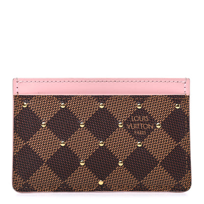 Louis Vuitton Damier Ebene Studded Card Holder Rose Ballerine 1 of 5