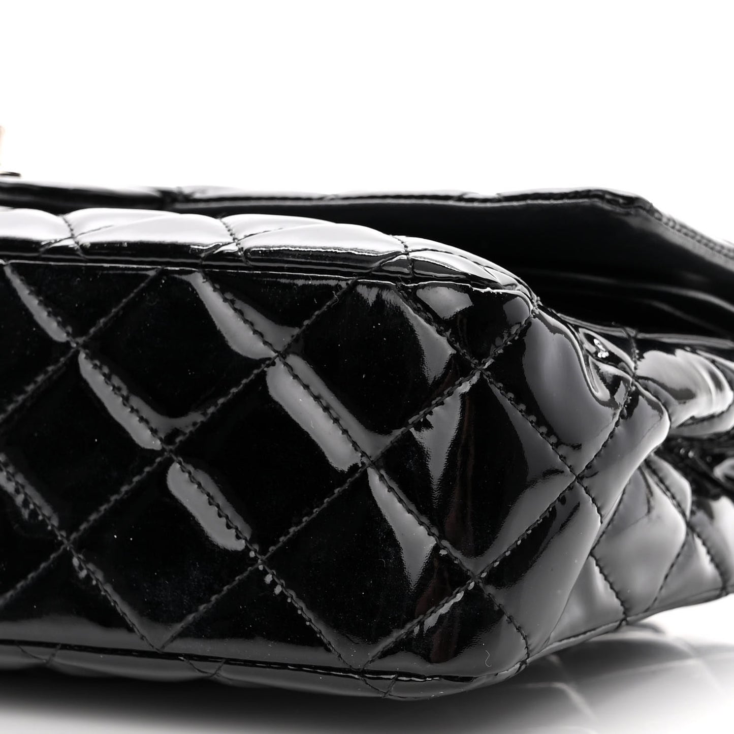 Patent Quilted Medium Double Flap Black