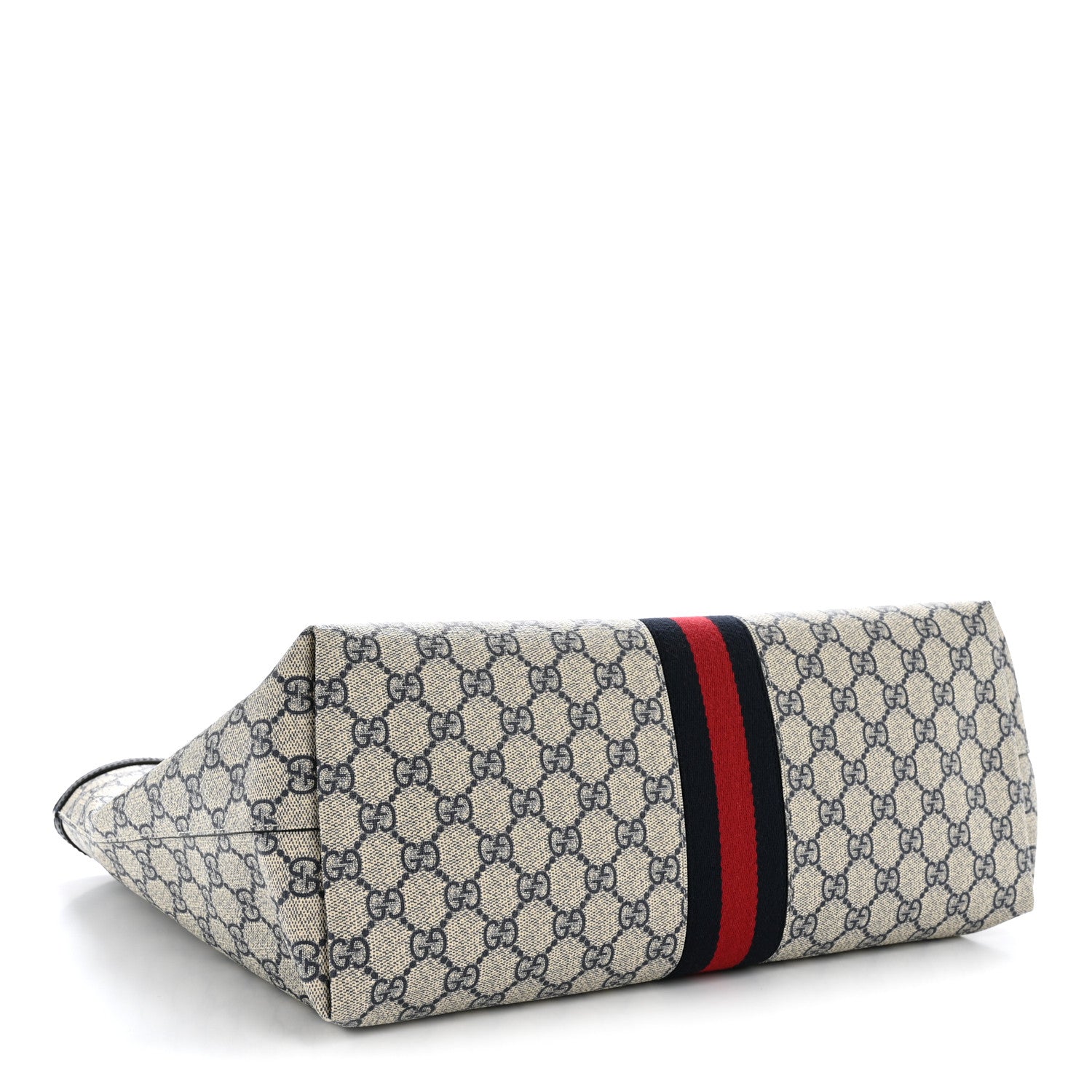 Gucci GG Supreme Monogram Textured Calfskin Web Medium Ophidia Shopping Tote Beige Blue 4 of 13