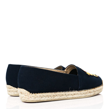Christian Louboutin Canvas Lougalia Appliquéd Cario Loubi Flat Espadrilles 37 Version Blue 4 of 7