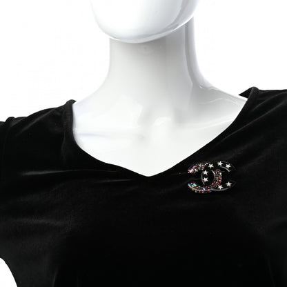 Chanel Resin Glitter Crystal CC Star Brooch Multicolor 2 of 4