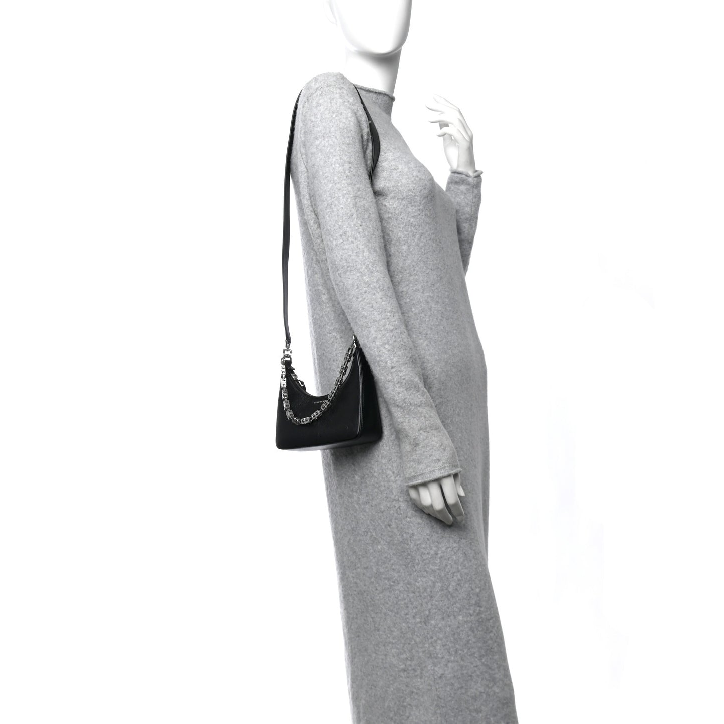 Smooth Calfskin Mini Moon Cut Out Shoulder Bag Black