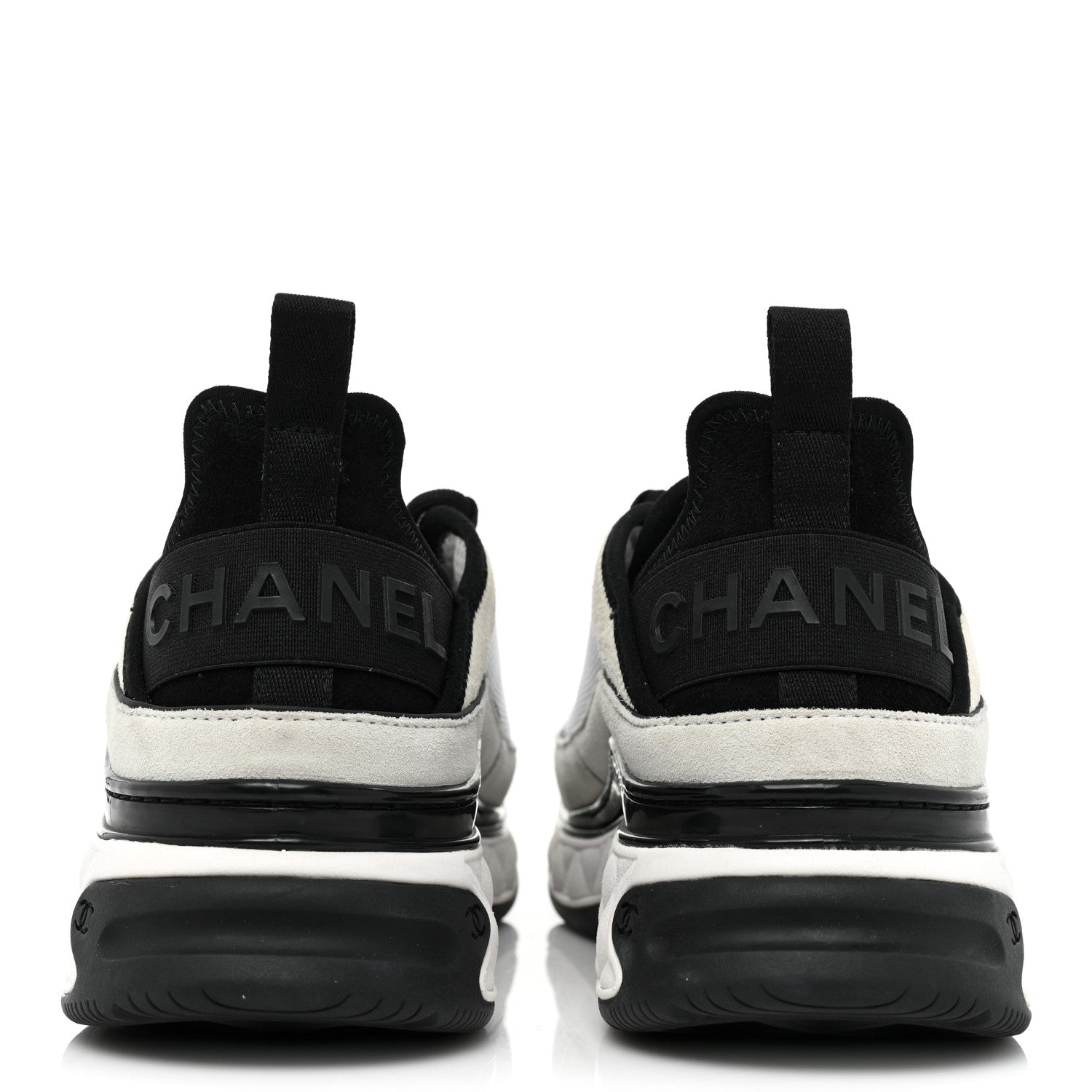 Chanel Velvet Calfskin Mixed Fibers CC Sneakers 40 Ivory Black 4 of 13
