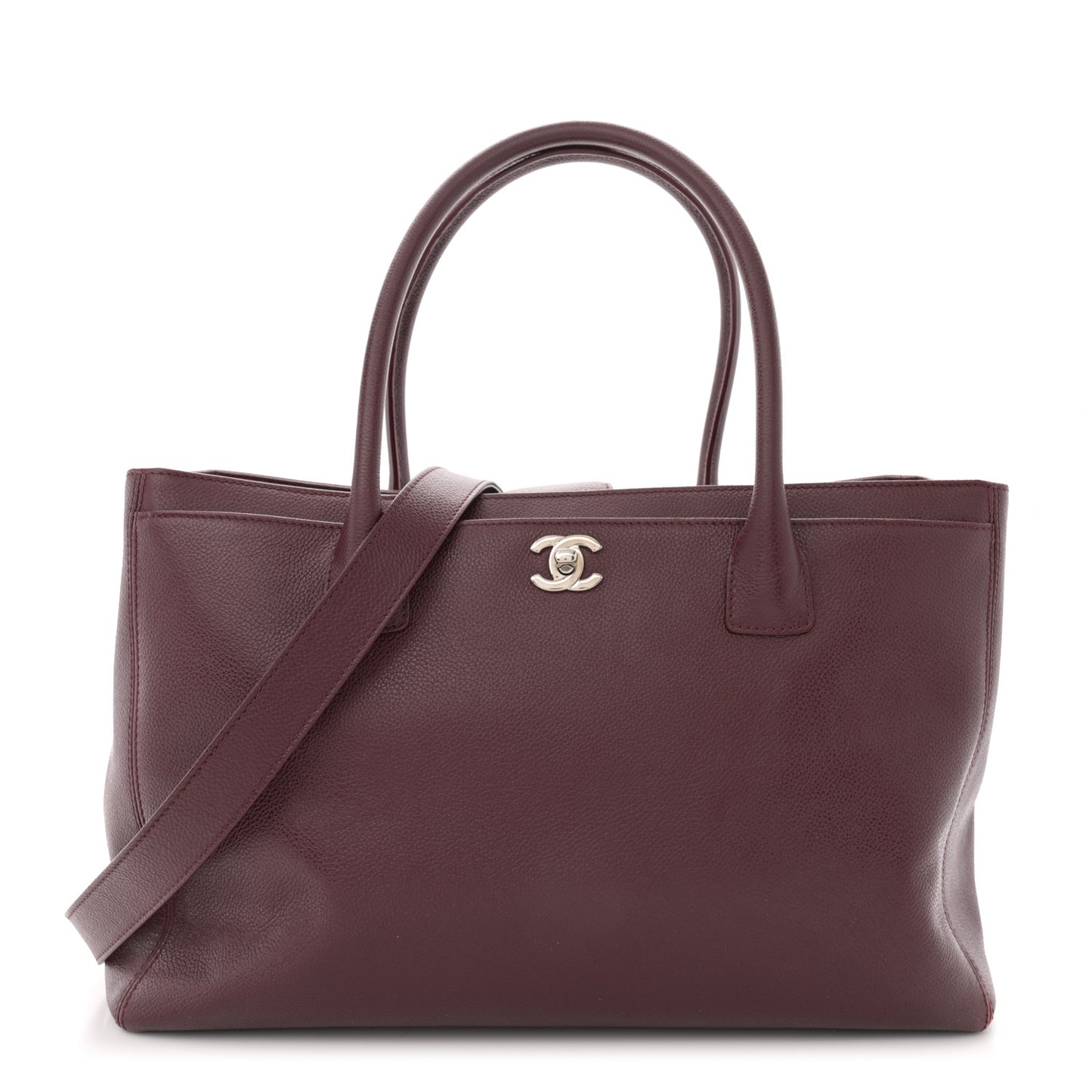 Calfskin Cerf Executive Shopper Tote Burgundy