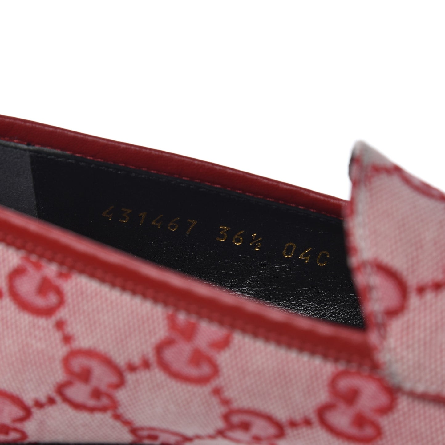 Canvas GG Monogram Horsebit Womens Jordaan Loafers 36.5 Gardenia Hibiscus Red
