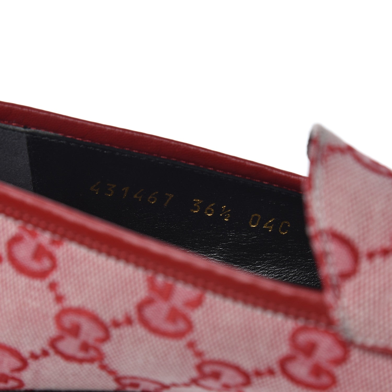 Gucci Canvas GG Monogram Horsebit Womens Jordaan Loafers 36.5 Gardenia Hibiscus Red 8 of 15