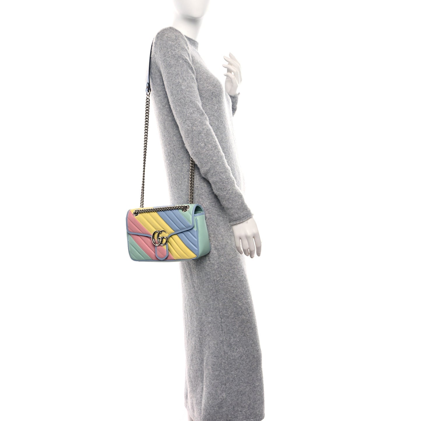 Calfskin Matelasse Diagonal Small GG Marmont Shoulder Bag Multicolor Pastel