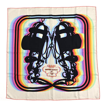 Hermes Silk Brides De Gala Shadow Scarf 90 Creme Black Rose Fluo 1 of 3