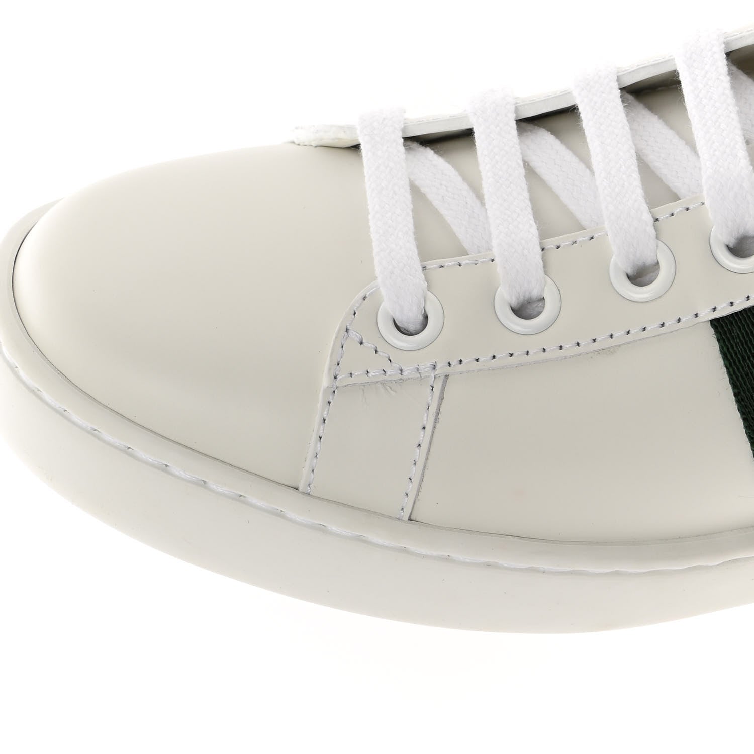 Gucci Calfskin Ayers Bee Embroidered Womens Ace Sneakers 36.5 White Green 11 of 12