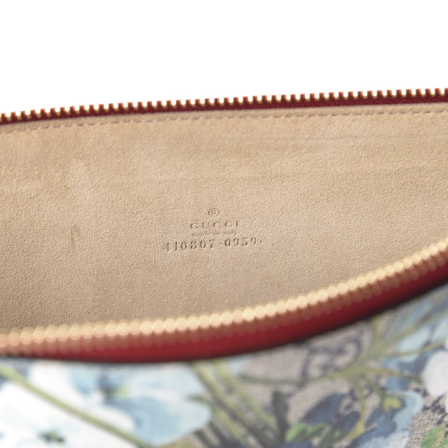 Gucci GG Supreme Monogram Blooms Suede Large Zip Pouch Blue 8 of 10