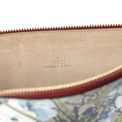 Gucci GG Supreme Monogram Blooms Suede Large Zip Pouch Blue 8 of 10