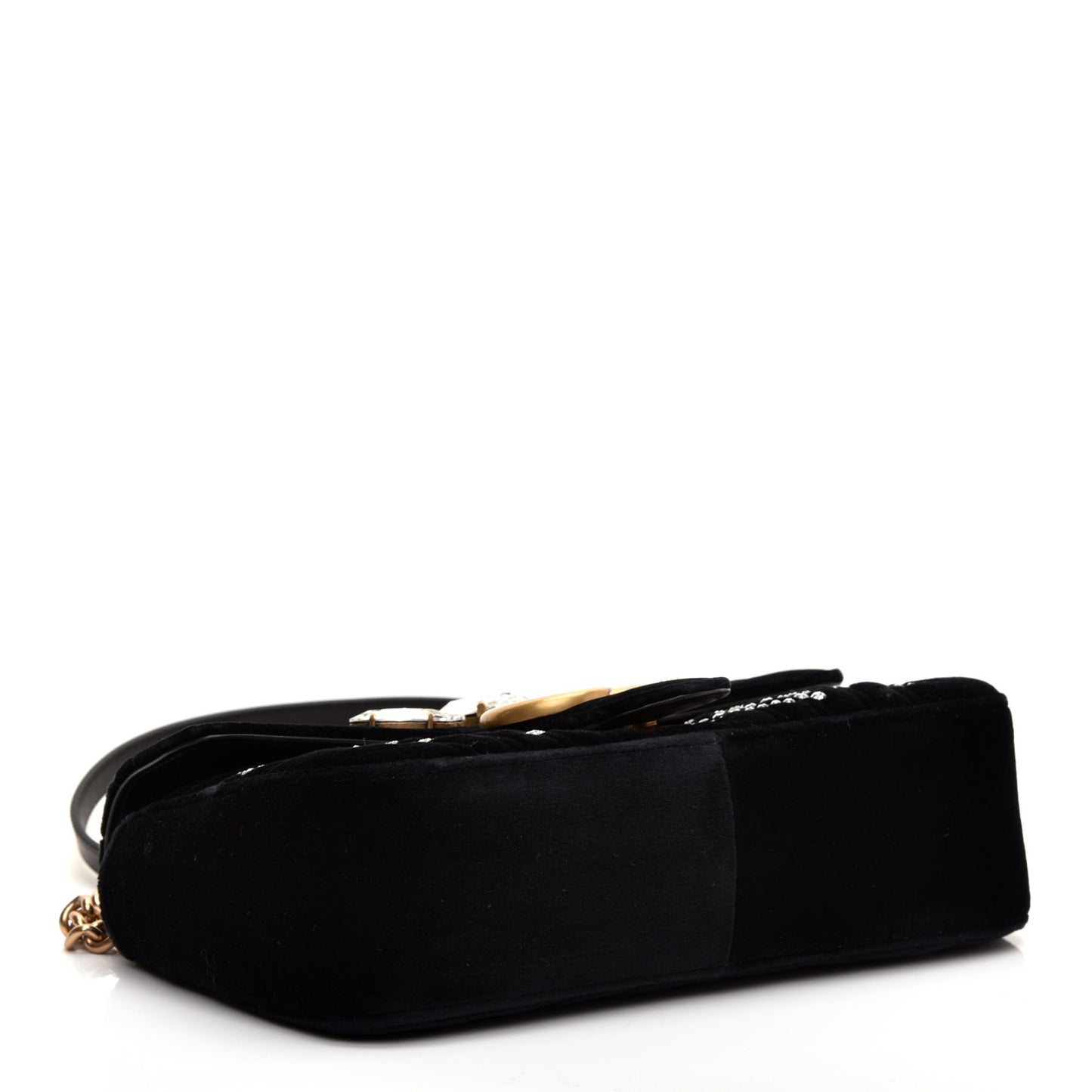 Velvet Matelasse Marquise Crystals Embroidered Small GG Marmont Shoulder Bag Black