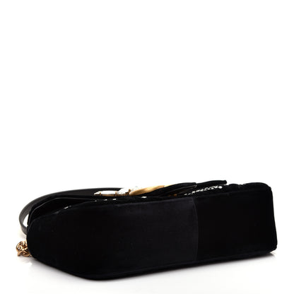 Gucci Velvet Matelasse Marquise Crystals Embroidered Small GG Marmont Shoulder Bag Black 4 of 11
