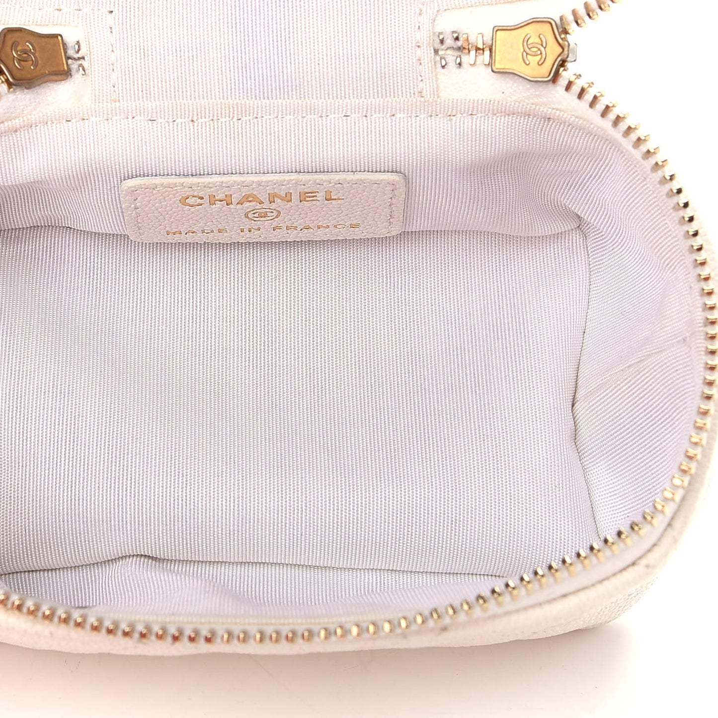 Caviar Quilted Mini Top Handle Vanity With Chain White