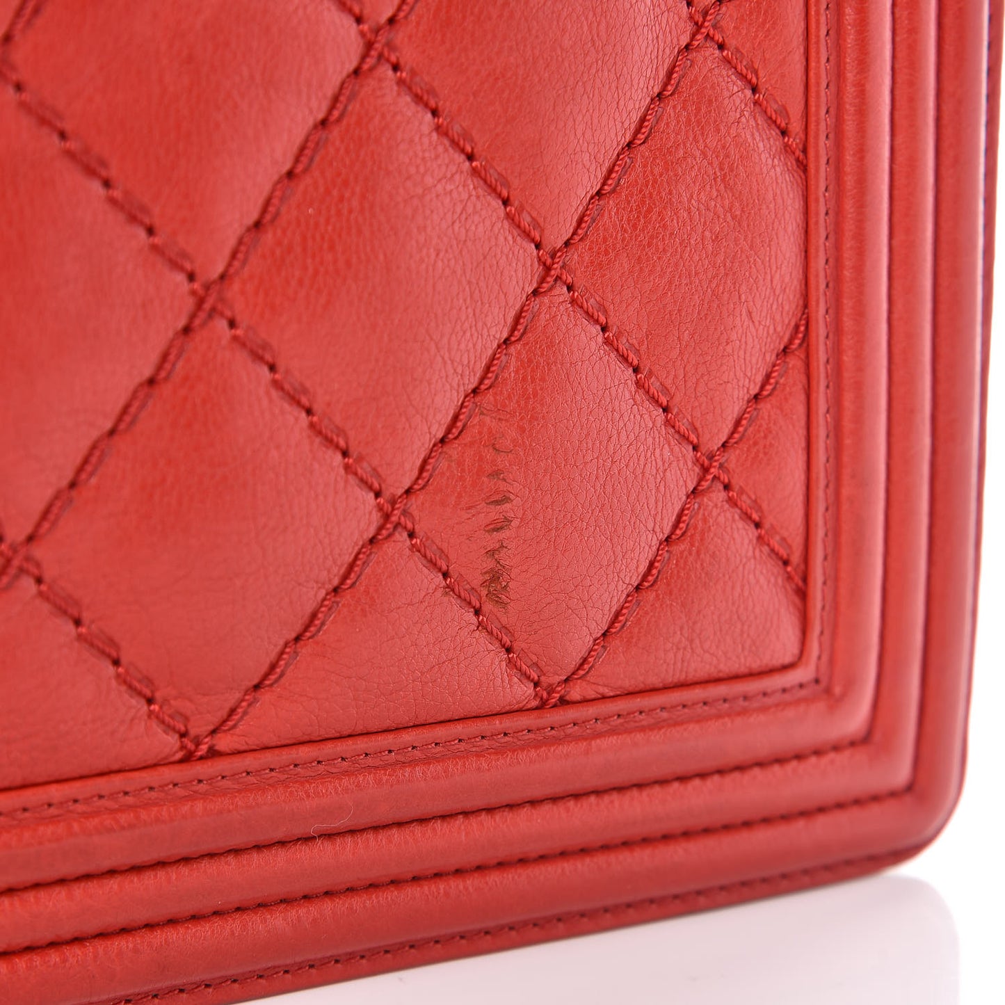 Calfskin Double Stitch New Medium Boy Flap Red
