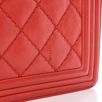 Chanel Calfskin Double Stitch New Medium Boy Flap Red 14 of 24