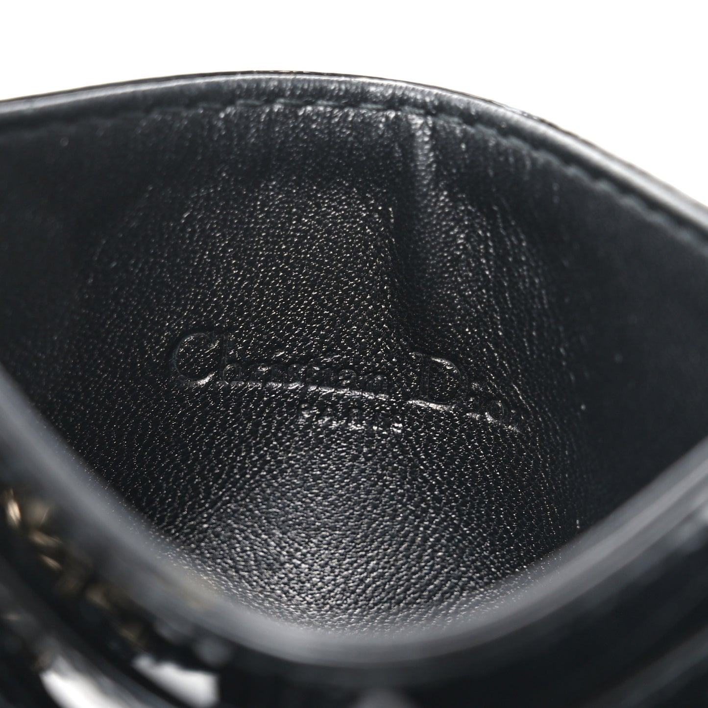 Patent Cannage Lady Dior Card Holder Black