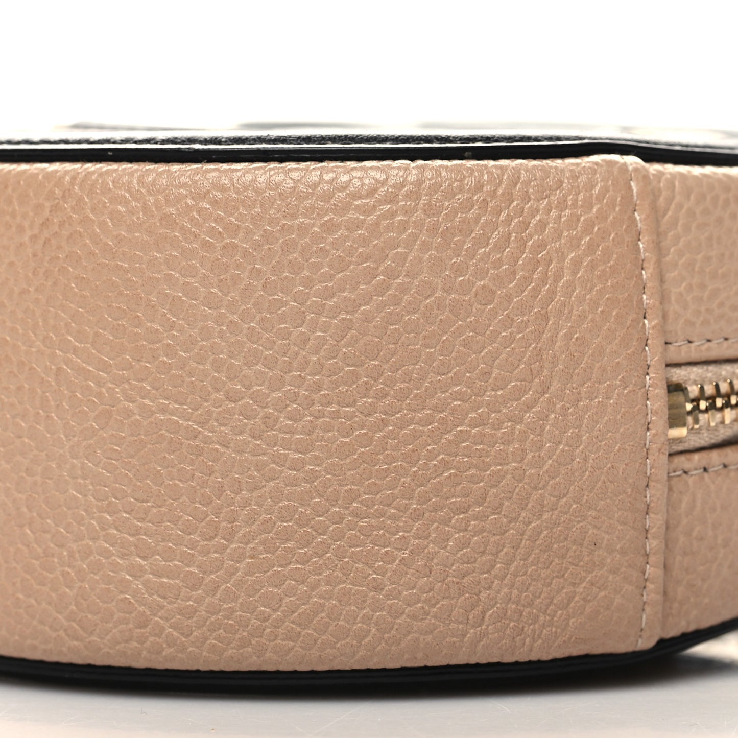 Caviar Quilted Round Filigree Crossbody Beige Black