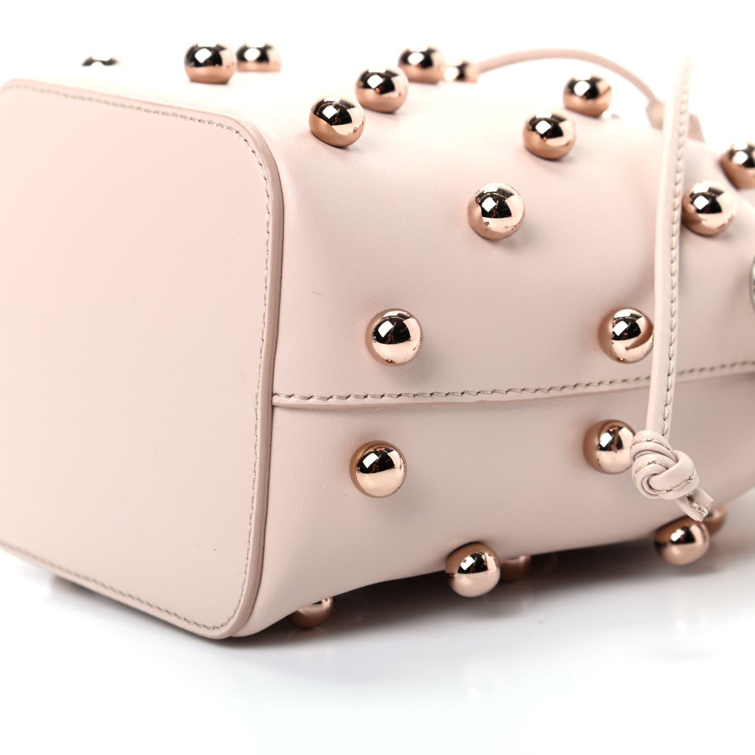 Fendi Calfskin Pearl Studded F is Fendi Mini Mon Tresor Bucket Bag Soap 7 of 9